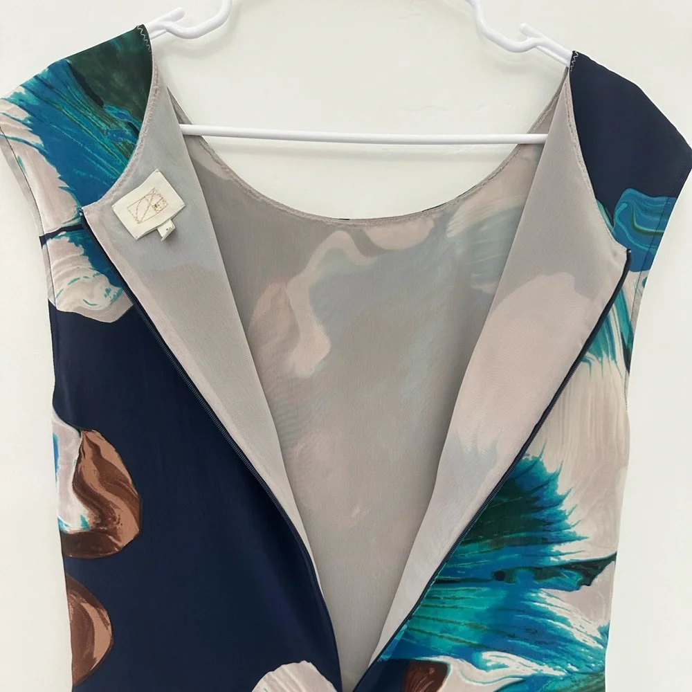 ANTHROPOLOGIE COQUILLE Silk Asymmetrical Dress 6 - Picture 5 of 14